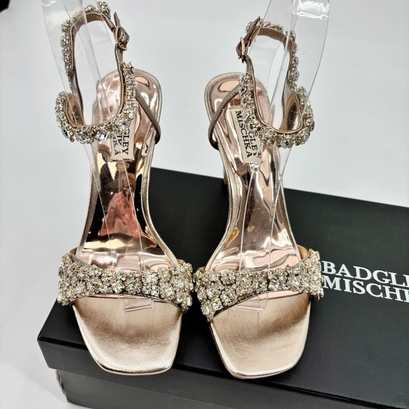 Badgley Mischka Galia Open Toe 4” Heels Size 6.5 - Picture 2 of 15